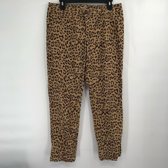 BANANA REPUBLIC Camden Pant Animal Print Cheetah Leopard Camel Tan 8 Dressy Pant - Picture 2 of 7